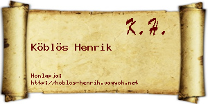 Köblös Henrik névjegykártya