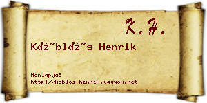 Köblös Henrik névjegykártya